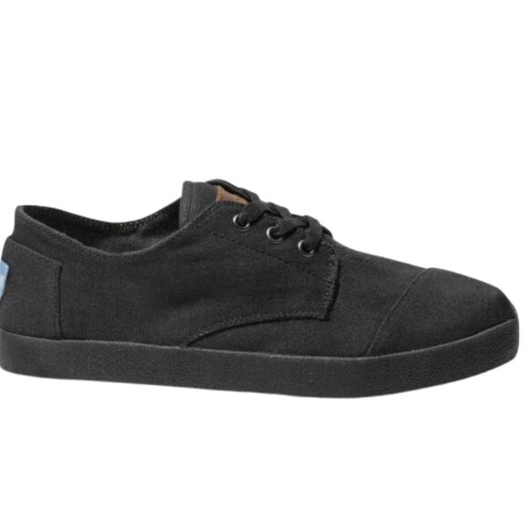 New Mens Black Toms 10.5 Canvas Shoe Loafers Boat Walking Sneaker Leather Paseos - Picture 7 of 8